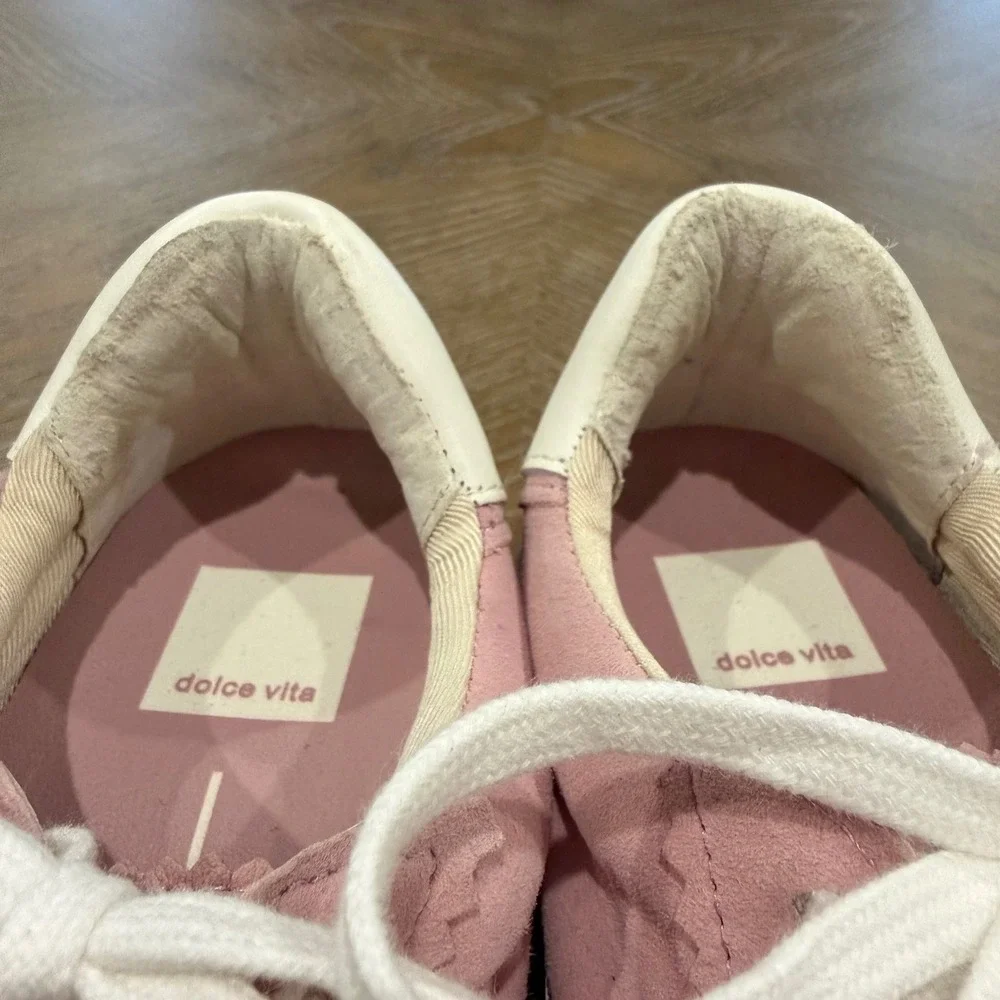 Dolce Vita Notice Petal Pink Suede Leather Retro Sneakers Size 6.5 NWOB